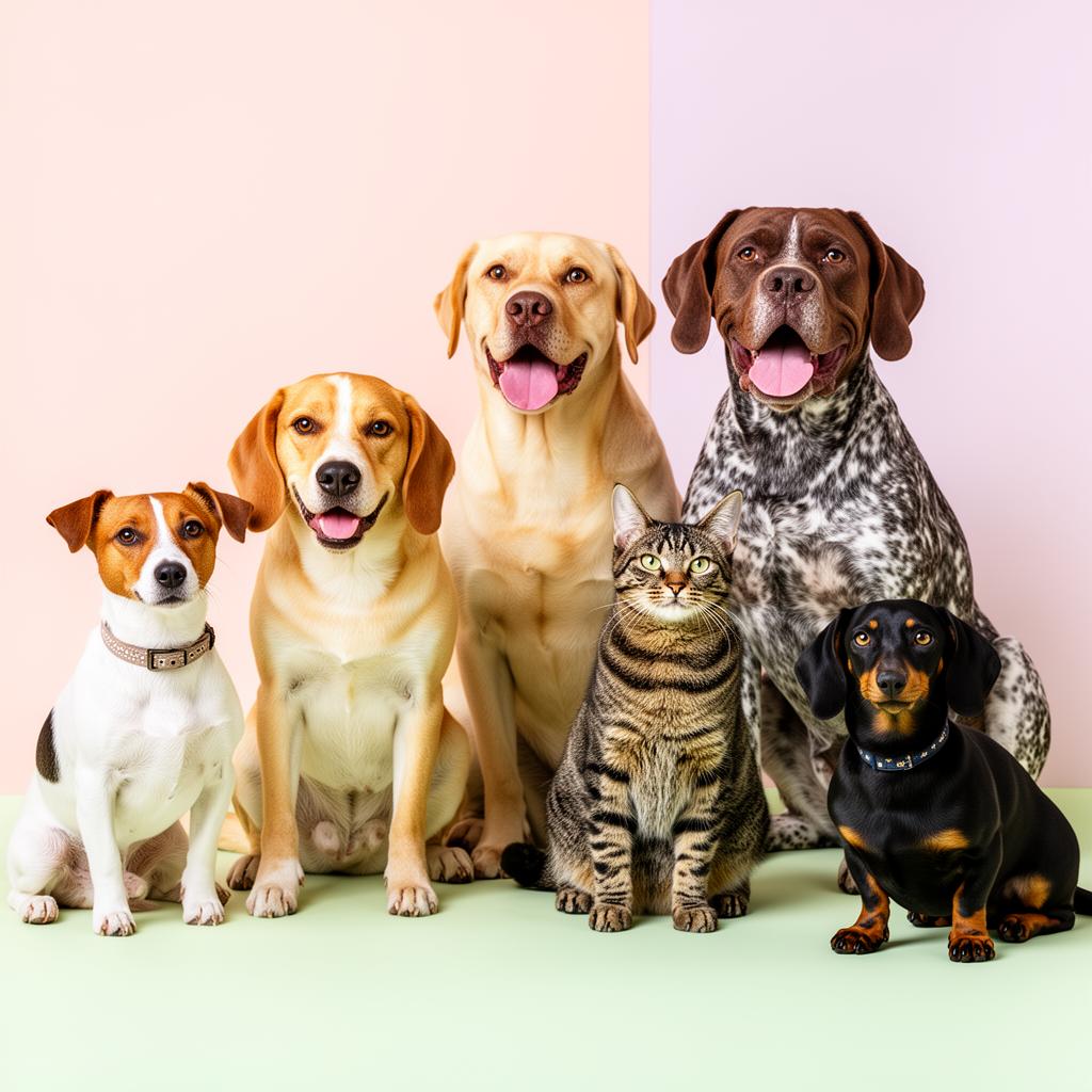 Cão e gato felizes em ambiente acolhedor